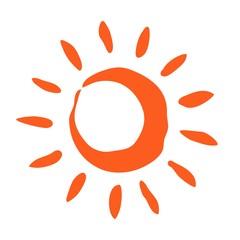 Happy summer sun symbol hand painted with paint brush