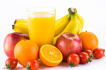 Close-up variety of fresh fruits on the bright table