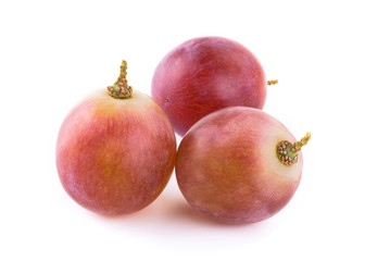 Ripe red grape isolated on white background.
