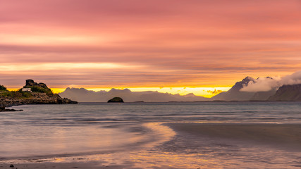  sunset in Norway, Lofoten island.