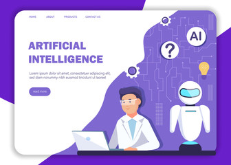 Ai concept. Artificial intelligence background with futuristic funny character with artificial intelligence for mobile messenger