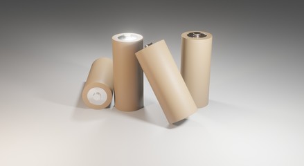 3d image of unmarked batteries