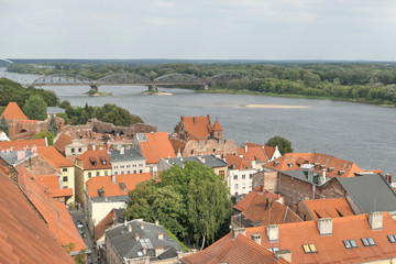 Fototapeta premium Torun old town and Vistula river, Poland.