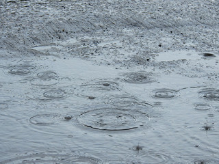 rain drop on wet asphalt road