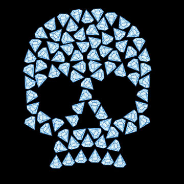 Skull with diamonds, seamless pattern, vector illustration