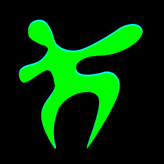 Logo Flow Man. Abstract silhouette fluid person. Stylized human Liquid Icon. Jpeg element template for design