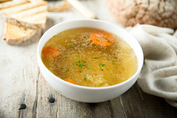 Healthy healing traditional chicken broth