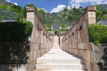 Fototapeta na wymiar 27 May 2010, Magelang, Indonesia: Passageway At Amanjiwo Resort Near Borobudur Temple.