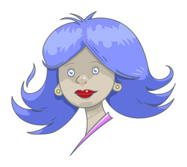 Femme aux cheveux bleus