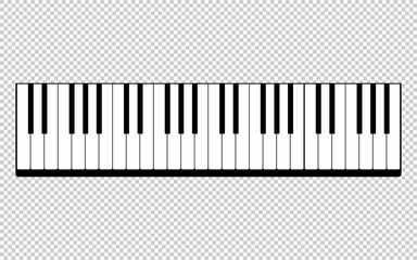 Fototapeta premium Piano keys black and white on a transparent background. Vector object. EPS 10
