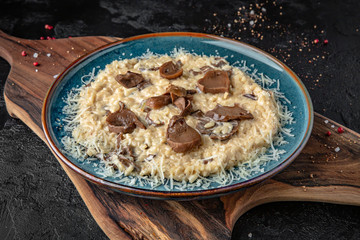 Risotto with chunks of beef and parmesan