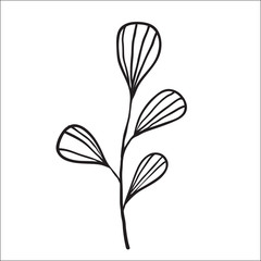 Obraz premium Black and white sketch plant line on white background. Vector illustration.