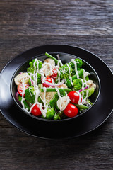 salad of broccoli florets, green beans, tomatoes