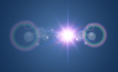 Bright beautiful star.Vector illustration of a light effect on a transparent background.