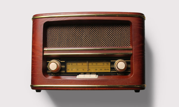 Classic retro vintage radio on a white background