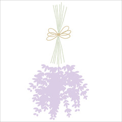 Fresh cut fragrant lavender plant flowers bunch and single, realistic icons set isolated vector illustration