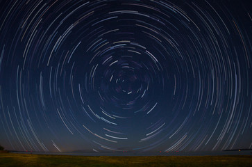 Star Trails Over Lake Huron at St. Ignace, Michigan