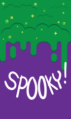 Happy Spooky Halloween with Witch cauldron. and orange color of cartoon vector flat design