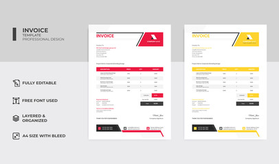 Invoice template business minimal design - blue color vector