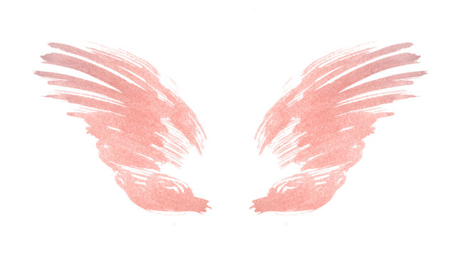 Abstract pink watercolor wings in vintage nostalgic colors