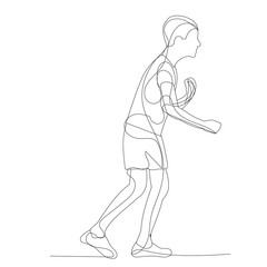 continuous line drawing child boy stands