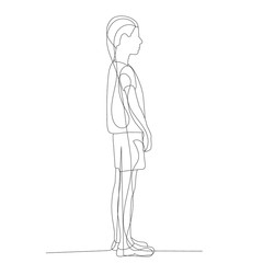 Fototapeta na wymiar sketch, continuous line drawing child boy stands