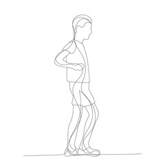 vector, isolated, sketch, continuous line drawing child boy stands