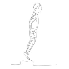 continuous line drawing child boy jumping