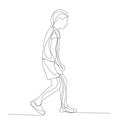 continuous line drawing child boy walking