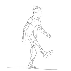 Fototapeta na wymiar continuous line drawing child boy walking