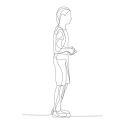 isolated, sketch, continuous line drawing boy