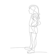  sketch, continuous line drawing child little girl