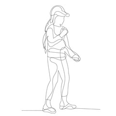  sketch, continuous line drawing child little girl