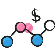 
Infographic chart, business trend in editable doodle style 
