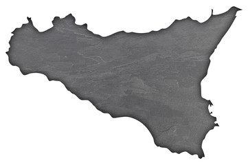 Karte von Sizilien auf dunklem Schiefer