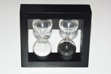 hourglass, black and white. interior decor.