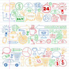 Business and finance online education vector pattern. Start up and innovations