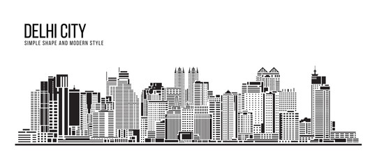 Cityscape Building Abstract Simple shape and modern style art Vector design - Delhi city