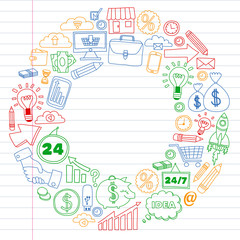 Business and finance online education vector pattern. Start up and innovations