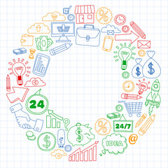 Business and finance online education vector pattern. Start up and innovations