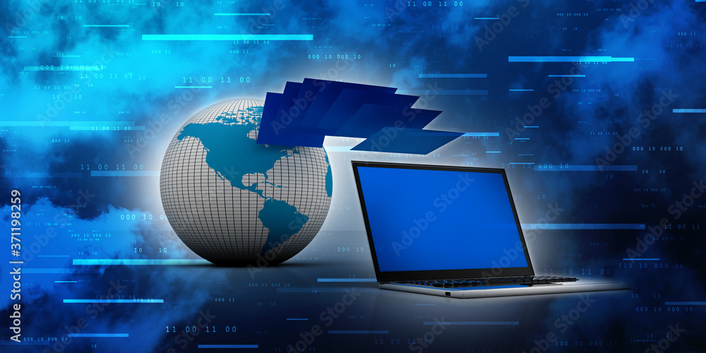 Poster 3d rendering technology Computer network