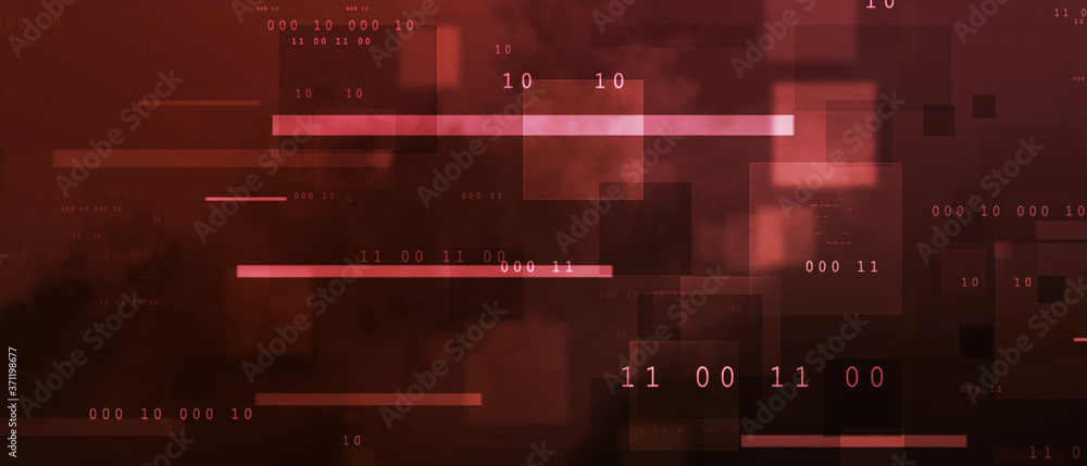 Poster 2d illustration abstract digital binary data on computer screen