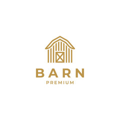 Gold wood barn farm logo design vector illustration