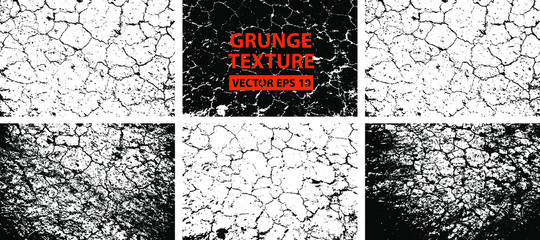 Dry soil texture. Cracks background. Grunge texture. Grunge black and white vector overlay. Grungy grainy surface.