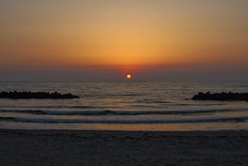 Beautiful orange sunset on the beach, Japan