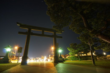 A night view of  Torii, Japanese Shrine,  Shimane