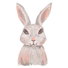Cute gentle field wild rabbit. for printing on a poster, postcard, clothing and fabric.