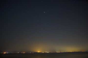 Fototapeta premium Starry sky on the lake in Japan