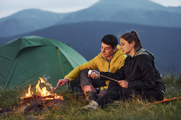 People have adventure. Majestic Carpathian Mountains. Beautiful landscape of untouched nature