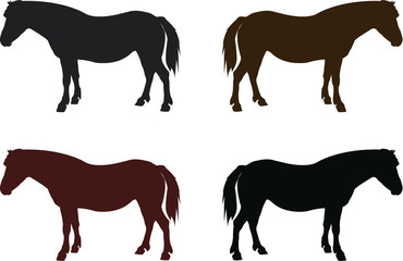 horse silhouettes set